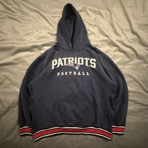 New England Patriots Hoodie Mens 2XL Spellout Embroidery Navy Blue NFL Football